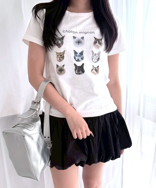 fiere(フィエール)の「アニマルいっぱいショート丈半袖Tシャツ(Tシャツ/カットソー・レディース・ホワイト・WM)」の4枚目の写真