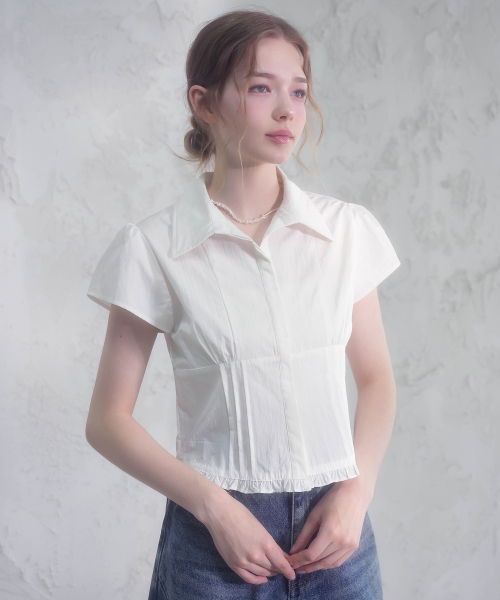 Vivacious(ビバシャス)の「エリシアシャツ_3カラー(シャツ/ブラウス・レディース・ホワイト/ブラック/ネイビー・SMALL/MEDIUM/LARGE)」の6枚目の写真