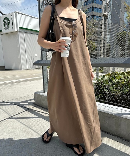 大人のリラックスモード】Dカンベルト Aラインキャミソールロング