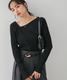 RANAN（ラナン）の「全骨格細見え!アシメネックリブトップス（Tシャツ/カットソー）」