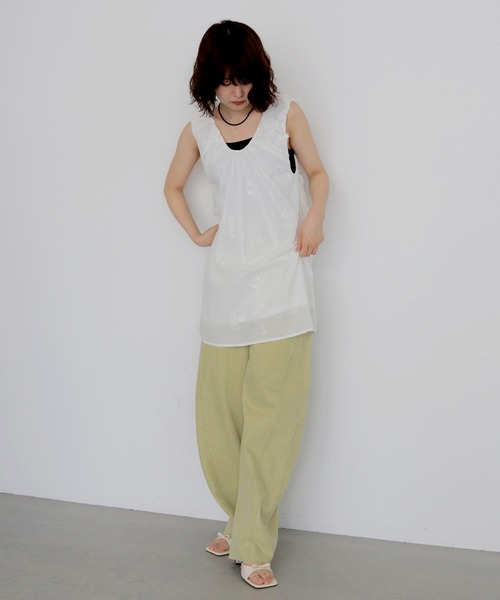 cheriella(シェリエラ)の「【cheriella】ビンテージライクヨークカーブデニムパンツ VINTAGE-LIKE YOKE DENIM PANTS(デニムパンツ・レディース・ブラウン/ライム/ブラック・FREE)」の16枚目の写真