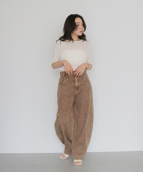 cheriella（シェリエラ）の「【cheriella】ビンテージライクヨークカーブデニムパンツ　VINTAGE-LIKE YOKE DENIM PANTS（デニムパンツ・レディース・ブラウン/ライム/ブラック・FREE）」の12枚目の写真