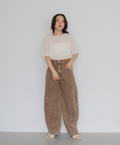 cheriella（シェリエラ）の「【cheriella】ビンテージライクヨークカーブデニムパンツ　VINTAGE-LIKE YOKE DENIM PANTS（デニムパンツ・レディース・ブラウン/ライム/ブラック・FREE）」の9枚目の写真