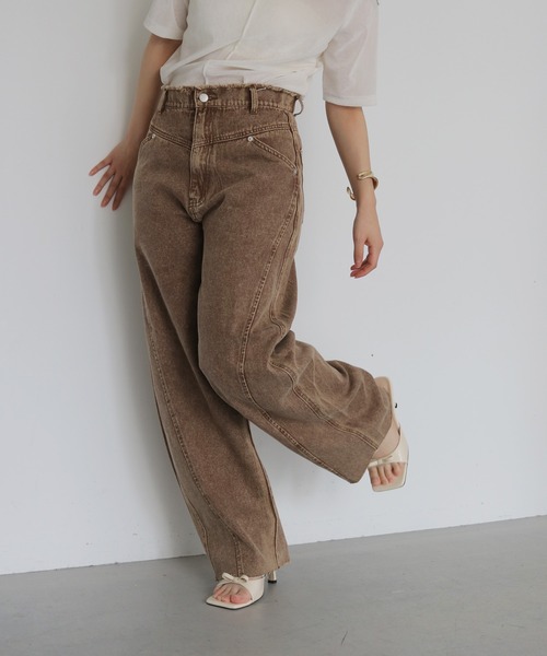cheriella（シェリエラ）の「【cheriella】ビンテージライクヨークカーブデニムパンツ　VINTAGE-LIKE YOKE DENIM PANTS（デニムパンツ・レディース・ブラウン/ライム/ブラック・FREE）」の13枚目の写真