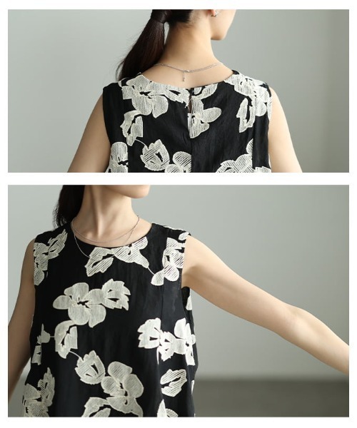 Sawa a la mode（サワアラモード）の「花刺繍フェイクレイヤードトップス（シャツ/ブラウス・レディース・ブラック・FREE）」の5枚目の写真