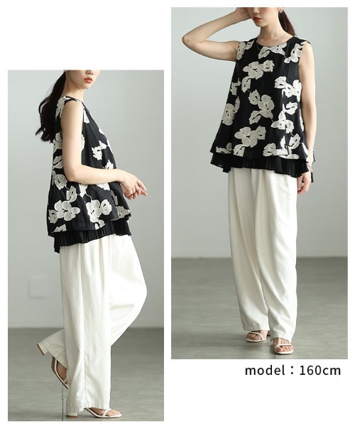 Sawa a la mode（サワアラモード）の「花刺繍フェイクレイヤードトップス（シャツ/ブラウス・レディース・ブラック・FREE）」の10枚目の写真