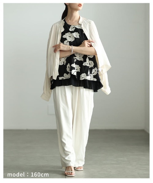 Sawa a la mode（サワアラモード）の「花刺繍フェイクレイヤードトップス（シャツ/ブラウス・レディース・ブラック・FREE）」の13枚目の写真