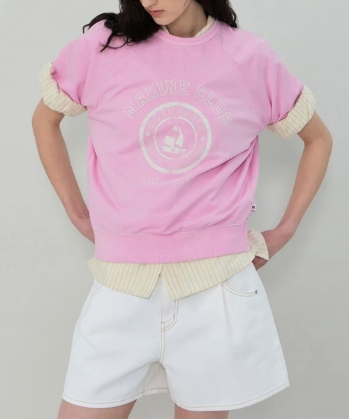 GRVRGROVE(グローブ)の「GROVE MARINE CLUB T-SHIRT(Tシャツ/カットソー・レディース・チャコール/ライトブルー/アイボリー/PINK・フリー)」の4枚目の写真