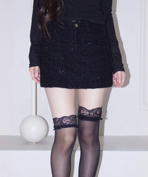 REINE NOIRE（レーヌノワール）の「twinkle down on skirt. / トゥインクル ダウン オン スカート（スカート・レディース・ブラック・FREE）」の10枚目の写真