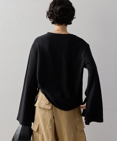 PEAS（ピース）の「【PEAS】 コットンリネンループロンTee（Tシャツ/カットソー・レディース・ブラック/ベージュ・FREE）」の6枚目の写真