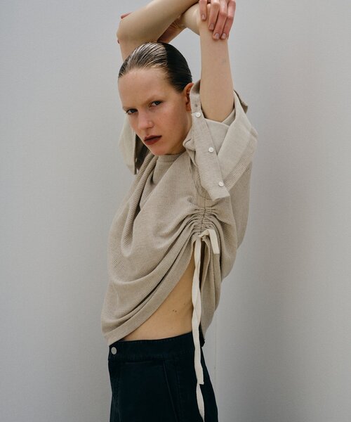 PEAS（ピース）の「【PEAS】 コットンリネンループロンTee（Tシャツ/カットソー・レディース・ブラック/ベージュ・FREE）」の11枚目の写真
