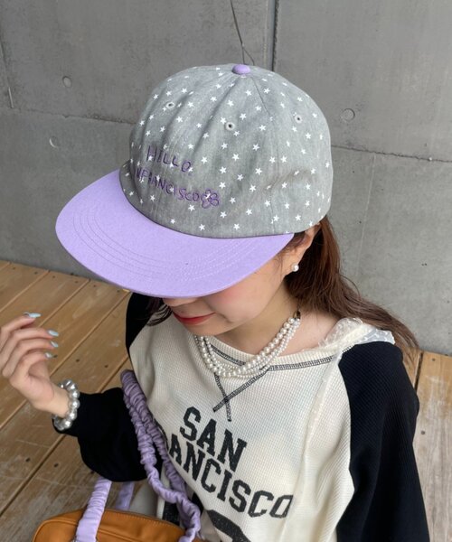 HELLO.SANFRANCISCO(ハローサンフランシスコ)の「【HELLO.SANFRANCISCO】星柄プリントツートーンロゴキャップ(キャップ・レディース・グレー/ブラウン/ネイビー・ONE SIZE)」の4枚目の写真