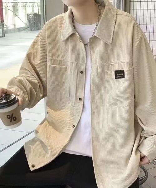 KELVIN(ケルヴァン)の「Corduroy Shirt Jacket コーデュロイシャツジャケット(シャツ/ブラウス・メンズ・アイボリー/ブラック・MEDIUM/LARGE)」の3枚目の写真