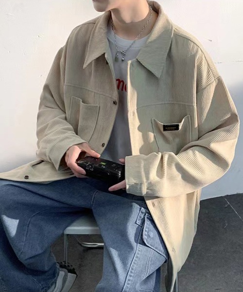 KELVIN(ケルヴァン)の「Corduroy Shirt Jacket コーデュロイシャツジャケット(シャツ/ブラウス・メンズ・アイボリー/ブラック・MEDIUM/LARGE)」の5枚目の写真