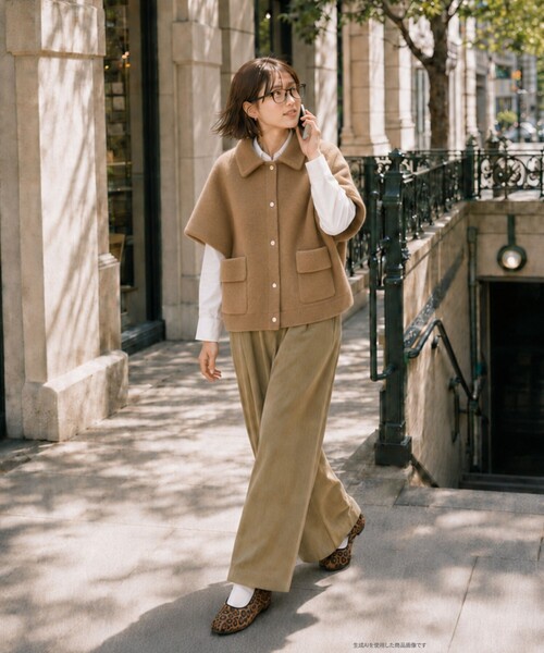 fredy couleur（フレディクルール）の「メルトンライクニットドルマンカーディガン（カーディガン/ボレロ・レディース・ベージュ/ブラック・FREE）」の14枚目の写真