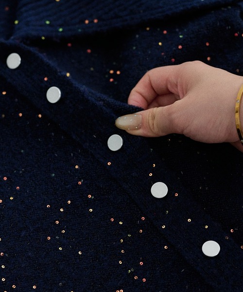 mideal(マイディール)の「spangle wide collar knit / スパンコールワイドカラーニット(ニット/セーター・レディース・ネイビー/ピンク/ボルドー・FREE)」の14枚目の写真