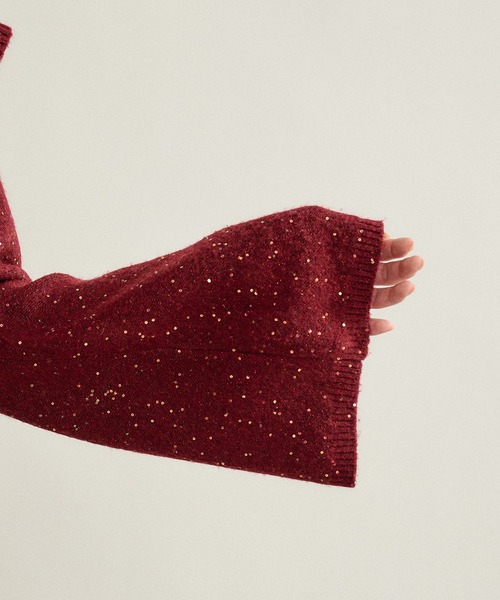 mideal(マイディール)の「spangle wide collar knit / スパンコールワイドカラーニット(ニット/セーター・レディース・ネイビー/ピンク/ボルドー・FREE)」の13枚目の写真
