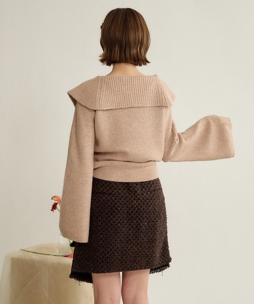 mideal(マイディール)の「spangle wide collar knit / スパンコールワイドカラーニット(ニット/セーター・レディース・ネイビー/ピンク/ボルドー・FREE)」の18枚目の写真