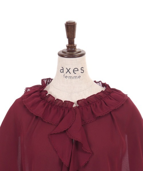 axes femme（アクシーズファム）の「ラッフルフリルシフォンケープ（その他アウター・レディース・ワイン/ブラック・FREE）」の15枚目の写真