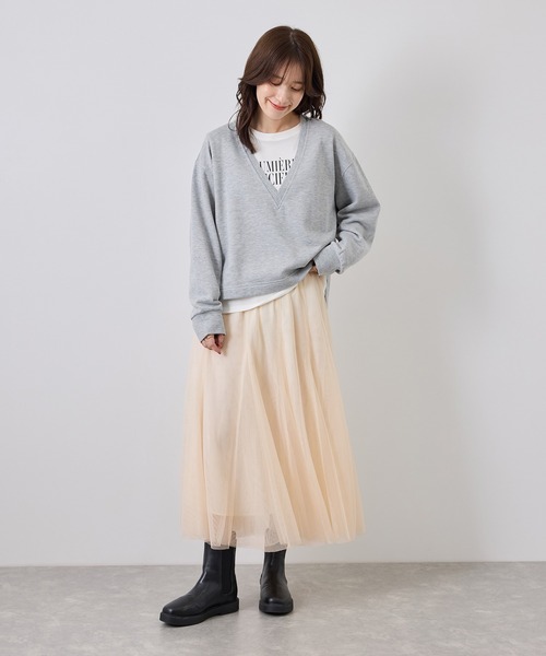 ROPE' PICNIC(ロペピクニック)の「エアリーボリュームチュールスカート(スカート・レディース・ダークブラウン/オフホワイト/グレー・FREE)」の21枚目の写真