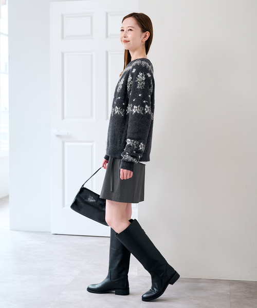 U by SPICK&SPAN(ユーバイスピックアンドスパン)の「ラップミニスカート(スカート・レディース・チャコールグレー/ベージュ・36/38)」の4枚目の写真