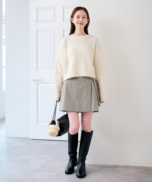 U by SPICK&SPAN(ユーバイスピックアンドスパン)の「ラップミニスカート(スカート・レディース・チャコールグレー/ベージュ・36/38)」の11枚目の写真