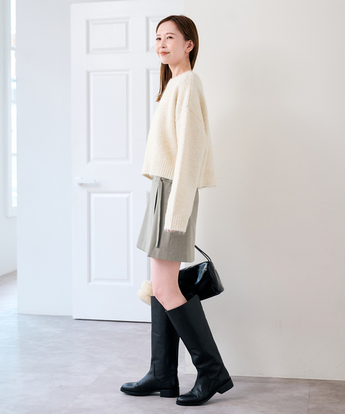 U by SPICK&SPAN(ユーバイスピックアンドスパン)の「ラップミニスカート(スカート・レディース・チャコールグレー/ベージュ・36/38)」の14枚目の写真