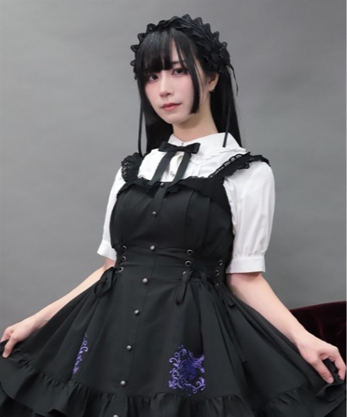 NIBBLE POISON(ニブルポイズン)の「姫袖アームカバー付BL(シャツ/ブラウス・レディース・ホワイト/ブラック・MEDIUM)」の1枚目の写真