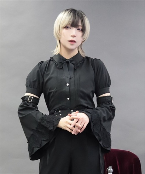 NIBBLE POISON(ニブルポイズン)の「姫袖アームカバー付BL(シャツ/ブラウス・レディース・ホワイト/ブラック・MEDIUM)」の2枚目の写真