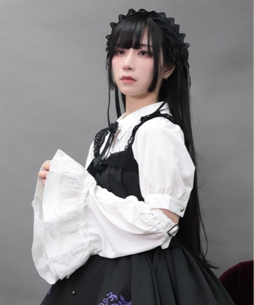 NIBBLE POISON(ニブルポイズン)の「姫袖アームカバー付BL(シャツ/ブラウス・レディース・ホワイト/ブラック・MEDIUM)」の8枚目の写真