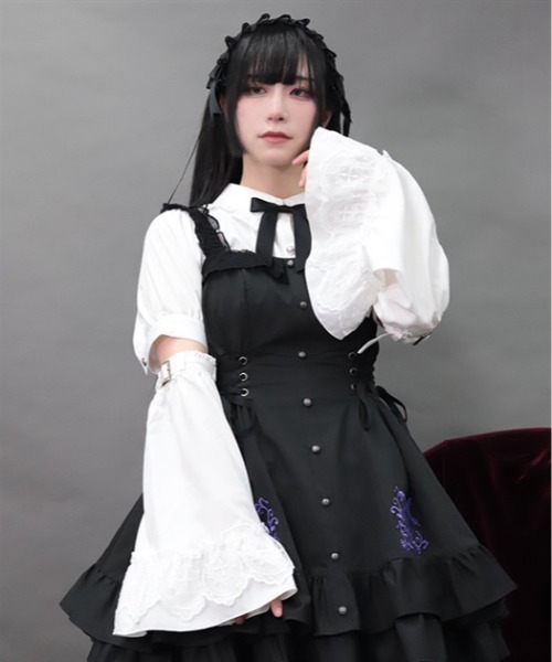 NIBBLE POISON(ニブルポイズン)の「姫袖アームカバー付BL(シャツ/ブラウス・レディース・ホワイト/ブラック・MEDIUM)」の6枚目の写真