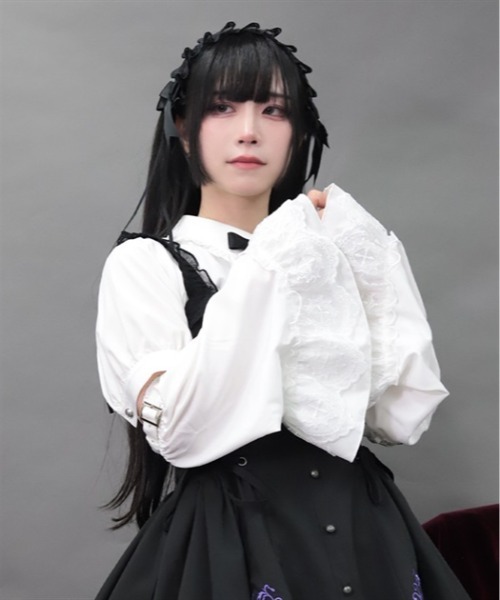 NIBBLE POISON(ニブルポイズン)の「姫袖アームカバー付BL(シャツ/ブラウス・レディース・ホワイト/ブラック・MEDIUM)」の5枚目の写真