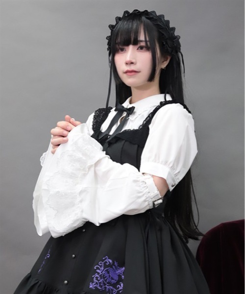 NIBBLE POISON(ニブルポイズン)の「姫袖アームカバー付BL(シャツ/ブラウス・レディース・ホワイト/ブラック・MEDIUM)」の4枚目の写真