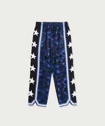COLOR CAMO MESH HIGH SPLIT SNAP BUTTON RELAXED FIT PANTS
