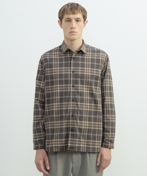 MEN'S MELROSE(メンズメルローズ)の「ヴィンテージチェックグランパシャツ(シャツ/ブラウス・メンズ・ブラウン/ホワイト・3/4)」の4枚目の写真