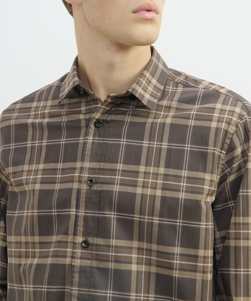 MEN'S MELROSE(メンズメルローズ)の「ヴィンテージチェックグランパシャツ(シャツ/ブラウス・メンズ・ブラウン/ホワイト・3/4)」の8枚目の写真