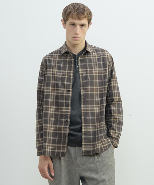 MEN'S MELROSE(メンズメルローズ)の「ヴィンテージチェックグランパシャツ(シャツ/ブラウス・メンズ・ブラウン/ホワイト・3/4)」の11枚目の写真