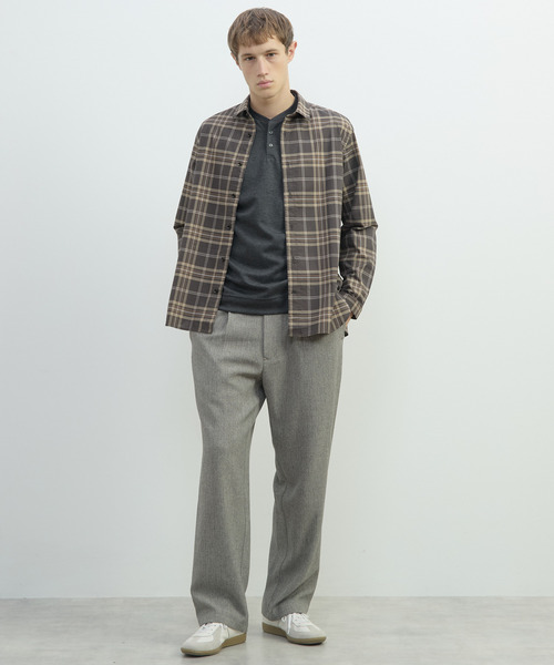 MEN'S MELROSE(メンズメルローズ)の「ヴィンテージチェックグランパシャツ(シャツ/ブラウス・メンズ・ブラウン/ホワイト・3/4)」の14枚目の写真