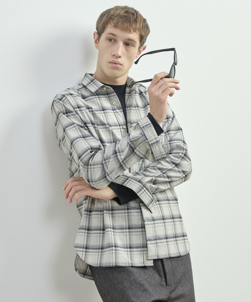 MEN'S MELROSE(メンズメルローズ)の「ヴィンテージチェックグランパシャツ(シャツ/ブラウス・メンズ・ブラウン/ホワイト・3/4)」の22枚目の写真