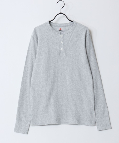 HANES(ヘインズ)の「Hanes/へインズ BEEFY/ビーフィー 無地 ワッフル/サーマル ヘンリーネック 長袖Tシャツ/ロンT/1P パックT/レディース メンズ(Tシャツ/カットソー・メンズ・ホワイト/ネイビー/ブラック/グレー・XL/L/M/S)」の21枚目の写真