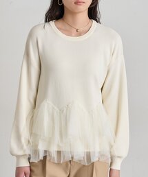 《1枚で主役級/洗える》裾チュールニット 秋服