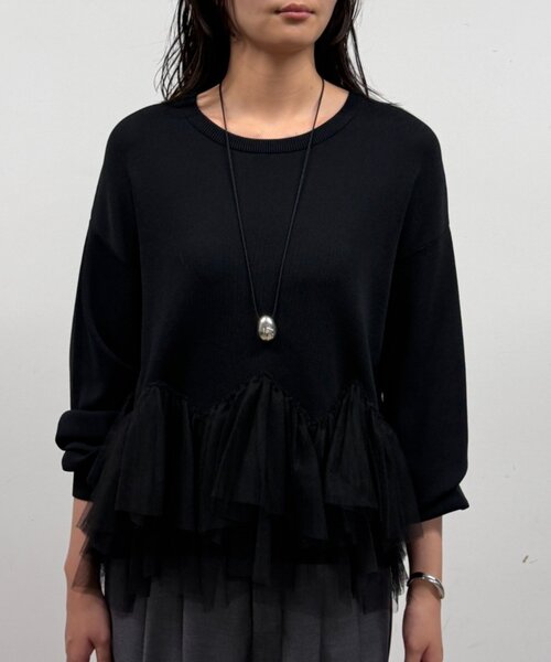 LOUNGEDRESS(ラウンジドレス)の「《1枚で主役級/洗える》裾チュールニット 秋服(ニット/セーター・レディース・ブラウン/ブラック/オフホワイト・FREE)」の17枚目の写真