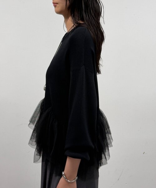 LOUNGEDRESS(ラウンジドレス)の「《1枚で主役級/洗える》裾チュールニット 秋服(ニット/セーター・レディース・ブラウン/ブラック/オフホワイト・FREE)」の18枚目の写真