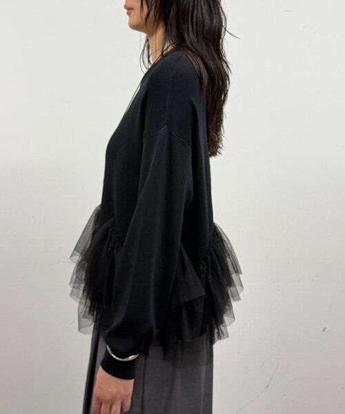 LOUNGEDRESS(ラウンジドレス)の「《1枚で主役級/洗える》裾チュールニット 秋服(ニット/セーター・レディース・ブラウン/ブラック/オフホワイト・FREE)」の19枚目の写真