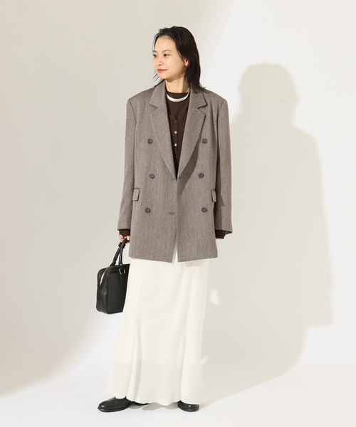 JOURNAL STANDARD(ジャーナルスタンダード)の「SATIN TWEED ジャケット(テーラードジャケット・レディース・ブラック系その他/ブラウン・FREE)」の9枚目の写真