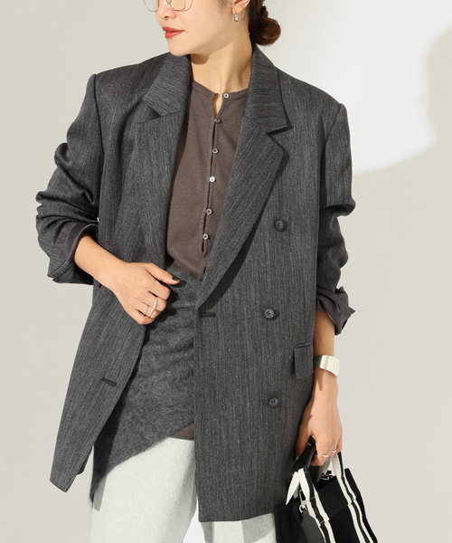JOURNAL STANDARD(ジャーナルスタンダード)の「SATIN TWEED ジャケット(テーラードジャケット・レディース・ブラック系その他/ブラウン・FREE)」の15枚目の写真