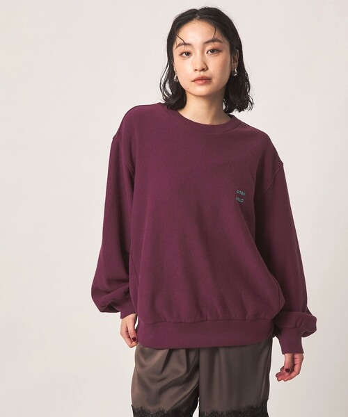 CITEN（シテン）の「＜CITEN＞ユルショートスウェット（スウェット・レディース・ワイン/ブラック/ライトグレー・M/S）」の3枚目の写真