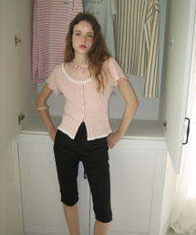 Canny punching lace mini cardigan - Pink