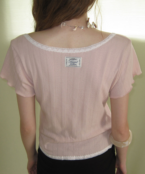 APPAREL ARCHIVE（アパレルアーカイブ）の「Canny punching lace mini cardigan - Pink（ニット/セーター・レディース・その他・FREE）」の6枚目の写真