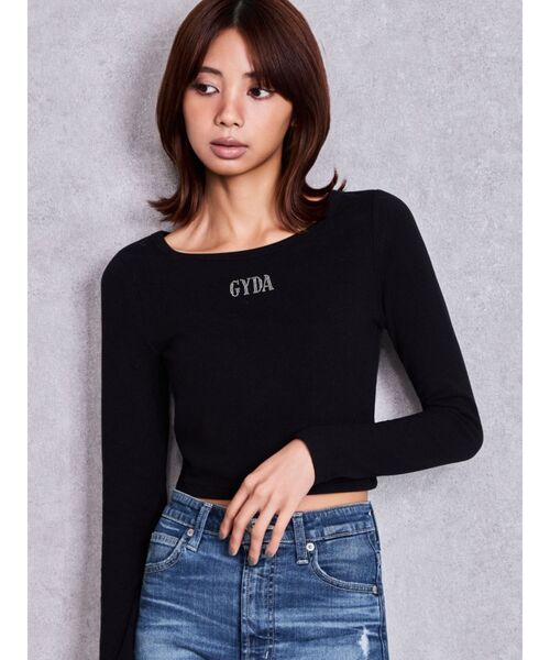 GYDA(ジェイダ)の「GYDA bijou fluffyトップス(Tシャツ/カットソー・レディース・オフホワイト/ブラック/チャコールグレー・FREE)」の2枚目の写真